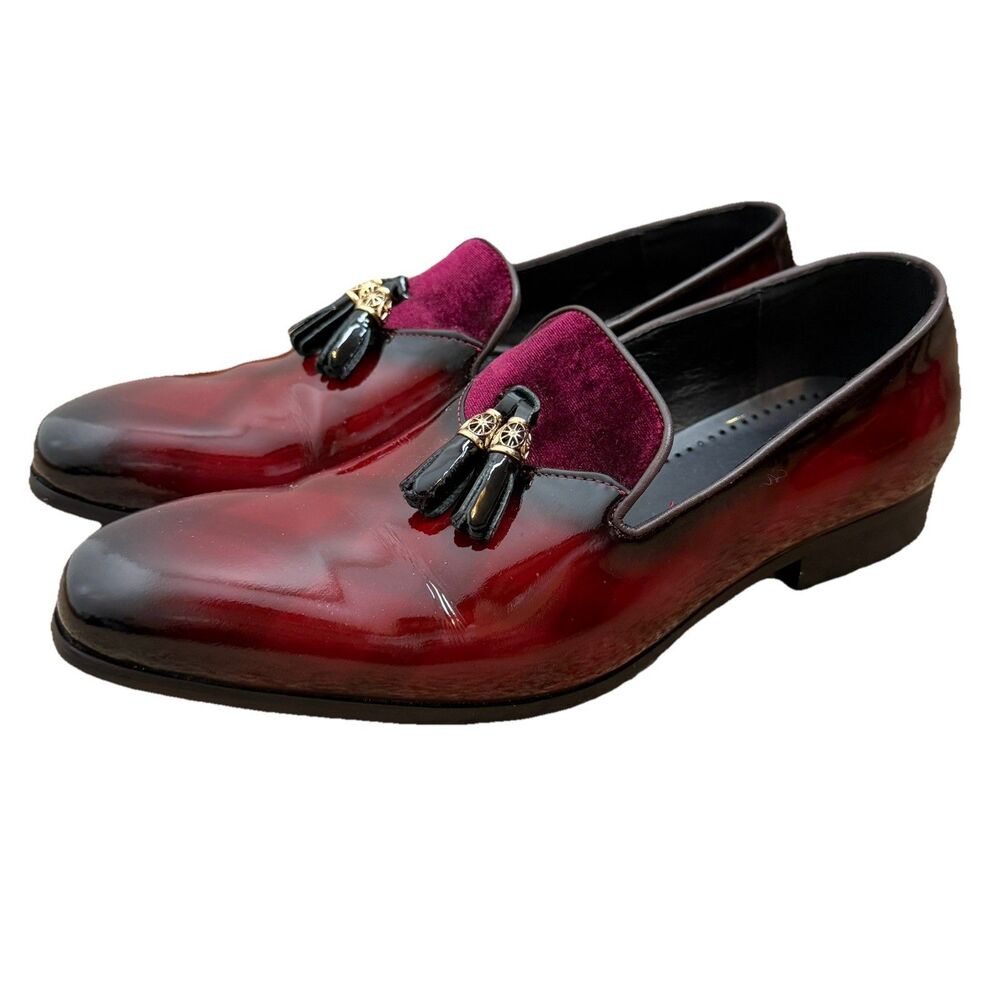 Moretti Gold Label Dallas Burgundy Leather Tassels Oxford Shoes Men Size 10 EUC
